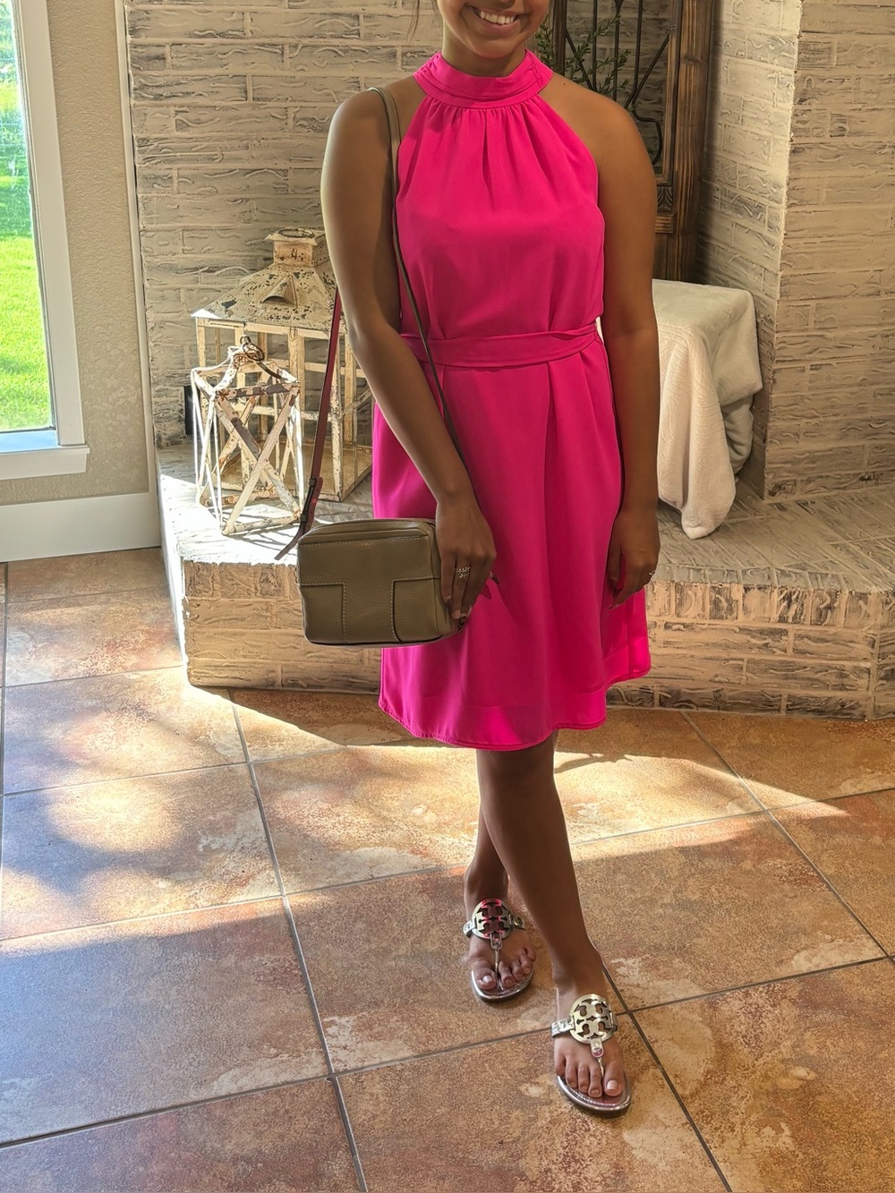 Banana Republic Hot Pink Halter A-Line Mini Dress